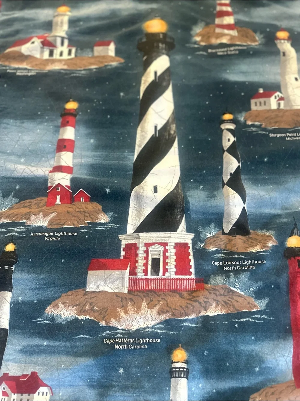 Springs Industries Nautical Lighthouse Wall Tapestry 36x25.5 Dark Blue Base Red